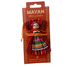 Jumbo Large Worry Dolls on a Textile Pouch Mounted on a Card