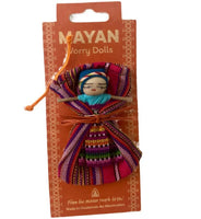 Jumbo Large Worry Dolls on a Textile Pouch Mounted on a Card