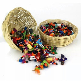 72 Mini Worry Dolls in Cute Cane Basket Worry Dolls